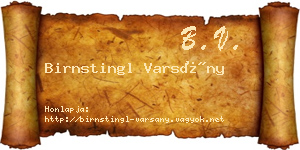 Birnstingl Varsány névjegykártya
